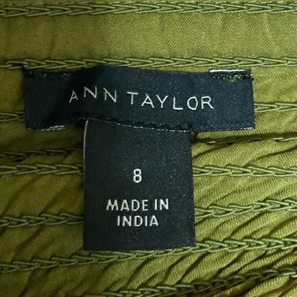 Ann Taylor Green Floral Short Sleeve Smocked Ruffle Tiered Maxi A-Line Dress 8 - Picture 4 of 5